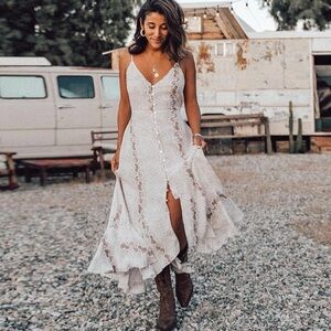 Ruffles Boho White Maxi Dress